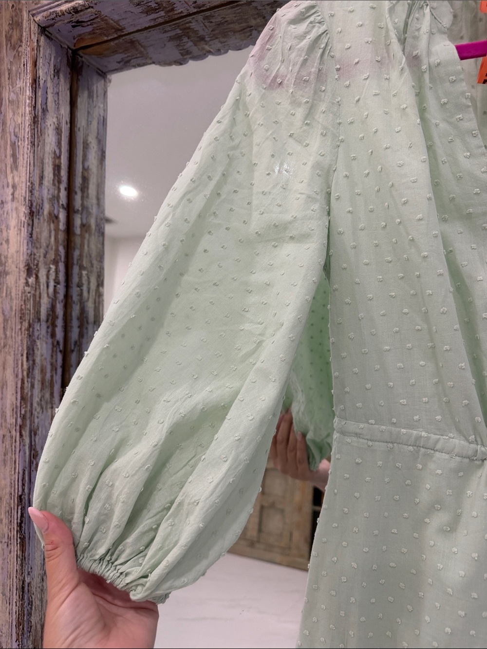 a new day Mint Green Tie-Waist Swiss Dot Tiered Maxi Dress - Picture 4 of 7